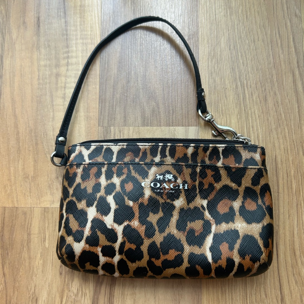 Leopard Print Coach Wristlet